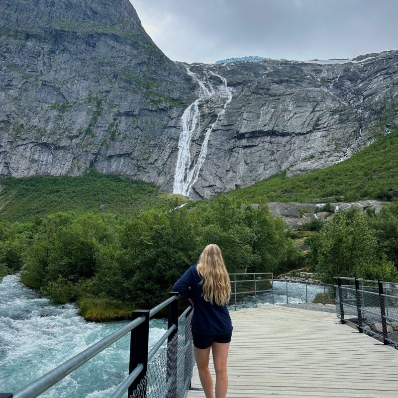 a person standing on a bridge