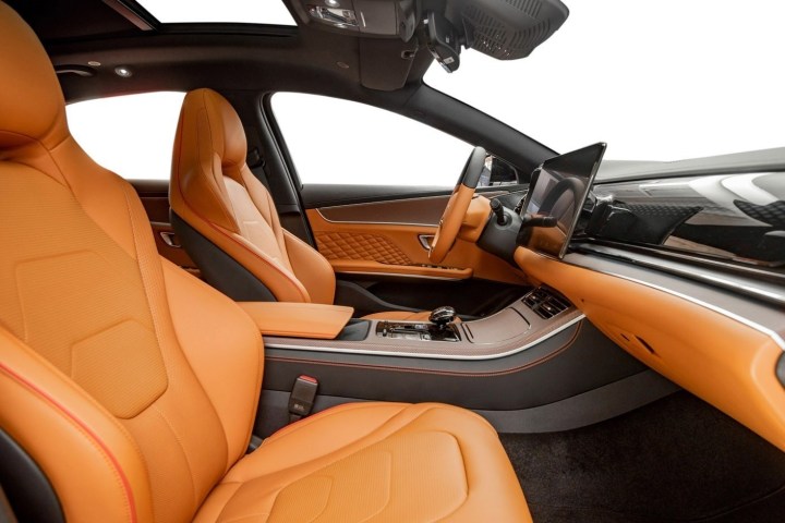 a motorcycle parked on the seat of a car