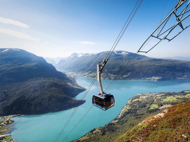 a view of a body of water with a mountain in the background